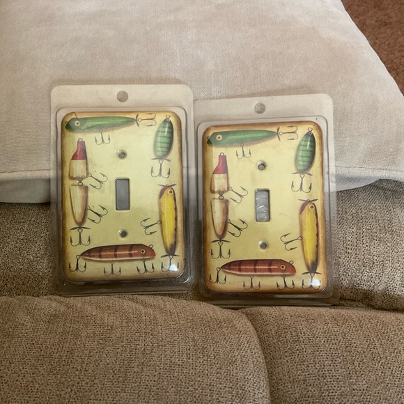 Single Switch Light Covers, Set of 2, fishing theme Great for cabins man caves - Picture 2 of 5